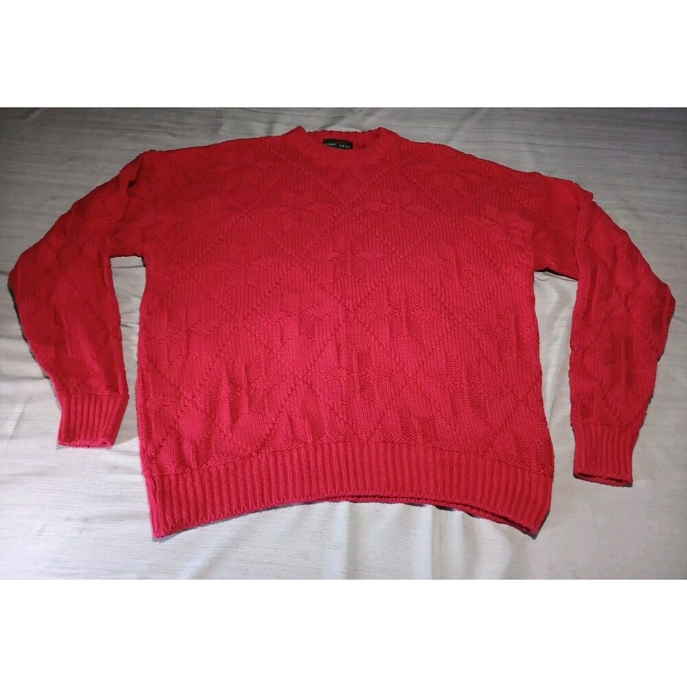 Lord Jeff Sweater 100% Fine Cotton Pullover Made In USA Red Men’s XL Vintage